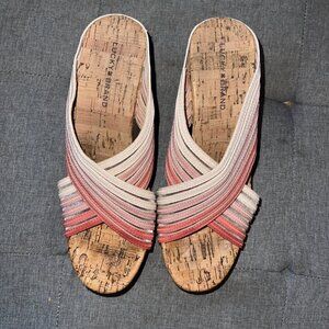Lucky Brand Women’s Makayla Cork Wedge - Pink Ombre Straps Size 7M/ 37 1/2